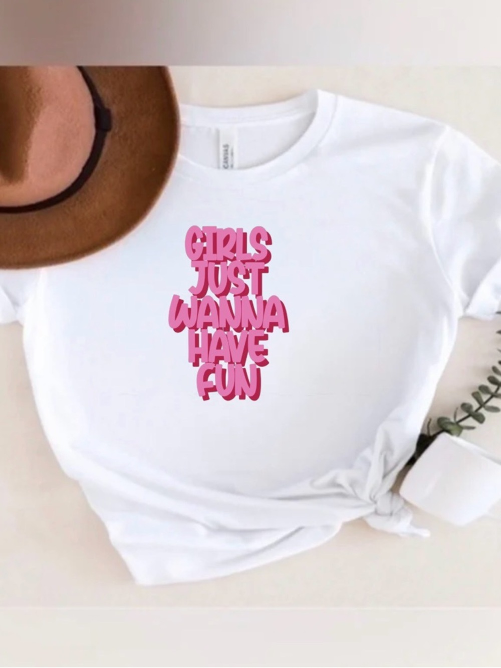 Girls Just Wanna Have Fun Shirt Cute Pink Graphic Tee Trendy Aesthetic Top